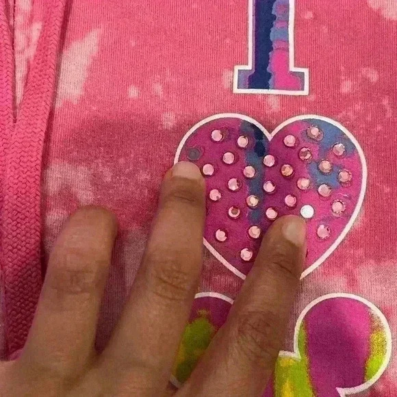 Authentic original Disney Parks I love Mickey heart zip up hoodie sz S tye dye - Picture 7 of 8